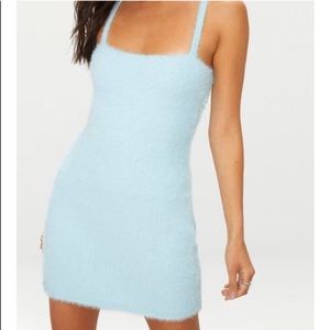 NWT PrettyLittleThing Blue Eyelash Knit Mini Dress